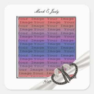 Zwarte en witte diamanten harten vierkante sticker