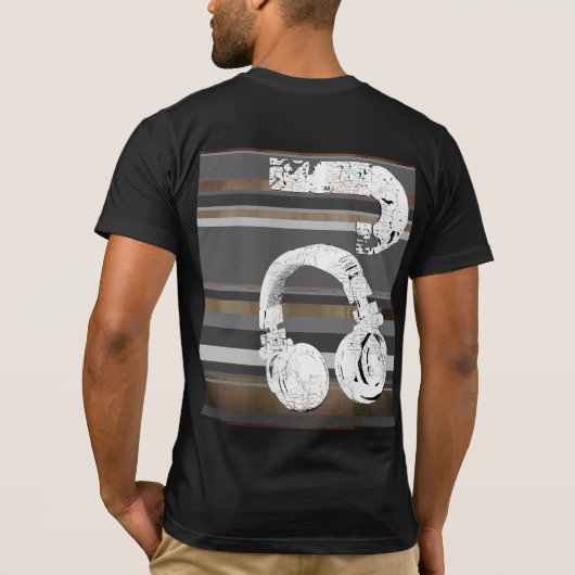 zwarte en witte DJ gestript T-shirt (Achterkant)