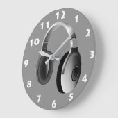 ZWARTE EN WITTE DJ-KOPTELEFOONS MET WITTE NUMMERS GROTE KLOK (Hoek)