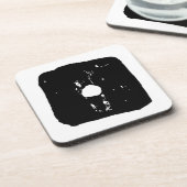 Zwarte en witte dobbelstenen #1 Rustieke Linocut Bier Onderzetter (Linkerzijde)