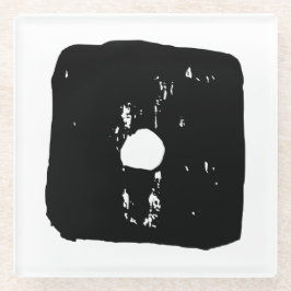 Zwarte en witte dobbelstenen #1 Rustieke Linocut Glazen Onderzetter