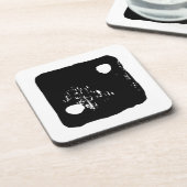 Zwarte en witte dobbelstenen #2 Rustieke Linocut Bier Onderzetter (Linkerzijde)