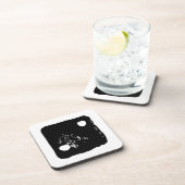 Zwarte en witte dobbelstenen #2 Rustieke Linocut Bier Onderzetter (Rechterzijde)