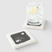 Zwarte en witte dobbelstenen #2 Rustieke Linocut Stenen Onderzetter (Zijkant)