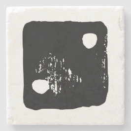 Zwarte en witte dobbelstenen #2 Rustieke Linocut Stenen Onderzetter