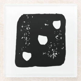 Zwarte en witte dobbelstenen #3 Rustieke Linocut Glazen Onderzetter
