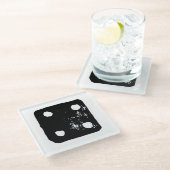 Zwarte en witte dobbelstenen #4 Rustieke Linocut Glazen Onderzetter (Schuin)