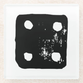 Zwarte en witte dobbelstenen #4 Rustieke Linocut Glazen Onderzetter