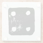 Zwarte en witte dobbelstenen #4 Rustieke Linocut Glazen Onderzetter (Achterkant)