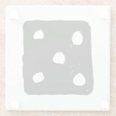 Zwarte en witte dobbelstenen #5 Rustieke Linocut Glazen Onderzetter (Achterkant)