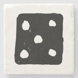 Zwarte en witte dobbelstenen #5 Rustieke Linocut Stenen Onderzetter