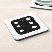 Zwarte en witte dobbelstenen #6 Rustieke Linocut Bier Onderzetter (Linkerzijde)