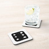 Zwarte en witte dobbelstenen #6 Rustieke Linocut Bier Onderzetter (Rechterzijde)