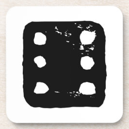 Zwarte en witte dobbelstenen #6 Rustieke Linocut Bier Onderzetter
