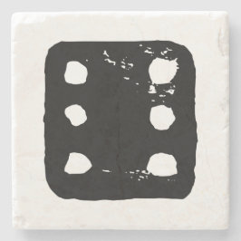 Zwarte en witte dobbelstenen #6 Rustieke Linocut Stenen Onderzetter