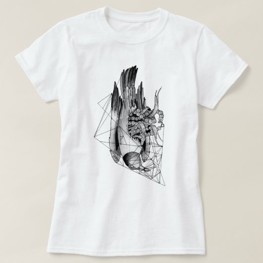 Zwarte en witte dode vogel t-shirt (Design voorkant)