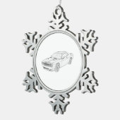 Zwarte en witte dodge Challenger Tin Sneeuwvlok Ornament (Rechts)
