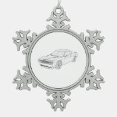 Zwarte en witte dodge Challenger Tin Sneeuwvlok Ornament (Voorkant)