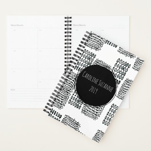 Zwarte en witte doedelen planner (Display)