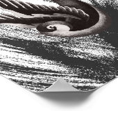 Zwarte en witte doedeltekening van een vogel poster (Hoek)