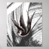 Zwarte en witte doedeltekening van een vogel poster (Voorkant)