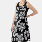 Zwarte en witte doodbloem patternblack, abstrac schort (Insitu)