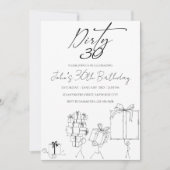 Zwarte en Witte Doodle Art Birthday Party Invitati Kaart (Voorkant)
