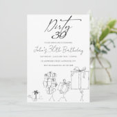 Zwarte en Witte Doodle Art Birthday Party Invitati Kaart (Staand voorkant)