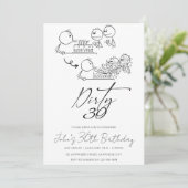 Zwarte en Witte Doodle Art Birthday Party Kaart (Staand voorkant)