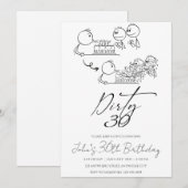 Zwarte en Witte Doodle Art Birthday Party Kaart (Voorkant / Achterkant)