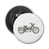 Zwarte en witte draagster motorfiets flesopening button flesopener (Voorkant)