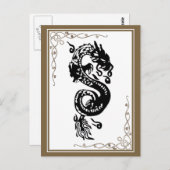 zwarte en witte draak briefkaart (Voorkant / Achterkant)