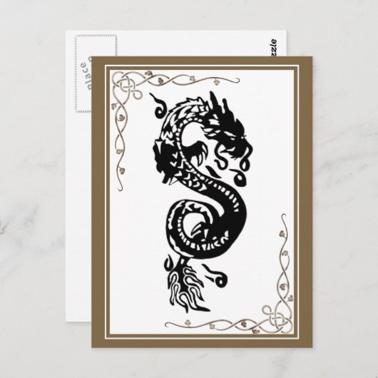 zwarte en witte draak briefkaart (Voorkant / Achterkant)