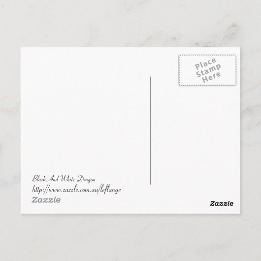 zwarte en witte draak briefkaart (Achterkant)
