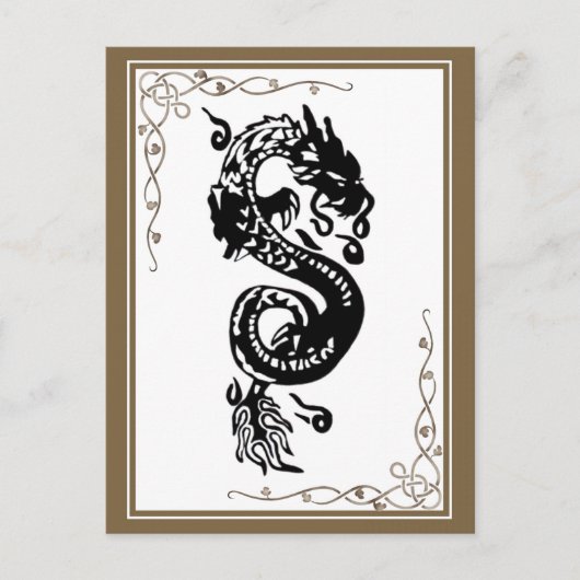 zwarte en witte draak briefkaart (Voorkant)