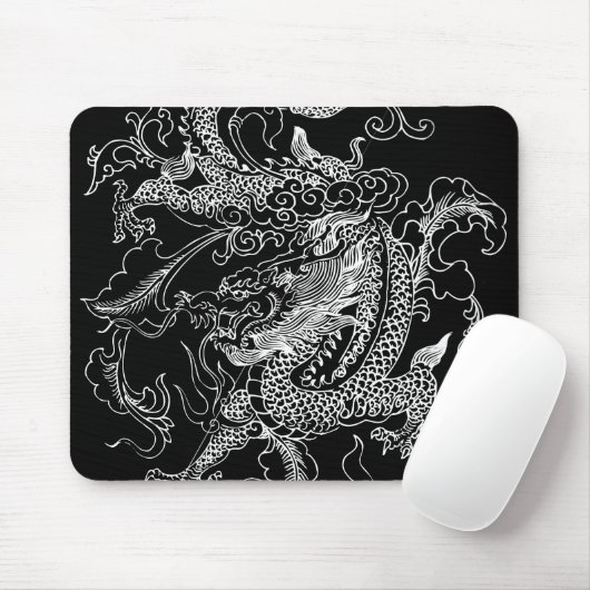 Zwarte en witte draak muismat (Met muis)