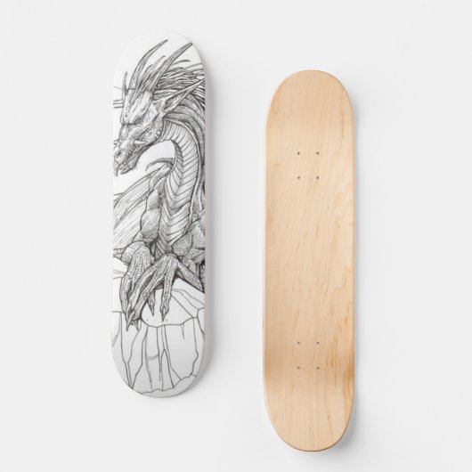 zwarte en witte draak persoonlijk skateboard (Voorkant)