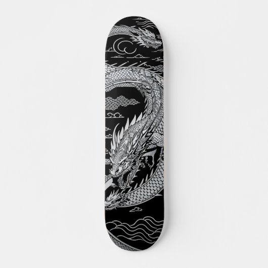 Zwarte en witte draak persoonlijk skateboard (Voorkant)