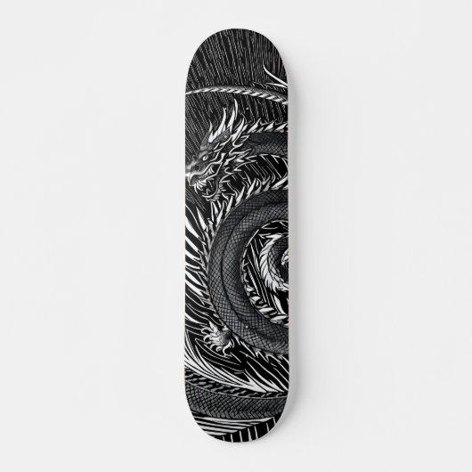Zwarte en witte draak persoonlijk skateboard (Voorkant)