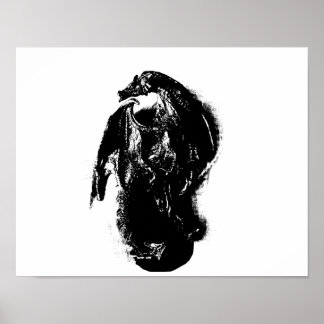 Zwarte en witte draak poster