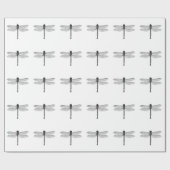  zwarte en witte dragonfly-illustratie cadeaupapier (Vlak)