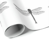  zwarte en witte dragonfly-illustratie cadeaupapier (Rol Hoek)