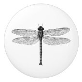 zwarte en witte dragonfly-illustratie keramische knop (Voorkant)