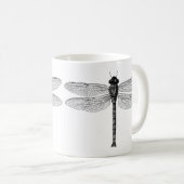  zwarte en witte dragonfly-illustratie koffiemok (Voorkant rechts)
