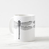  zwarte en witte dragonfly-illustratie koffiemok (Voorkant links)