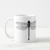  zwarte en witte dragonfly-illustratie koffiemok (Links)