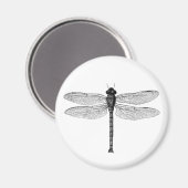 zwarte en witte dragonfly-illustratie magneet (Voorkant / Achterkant)