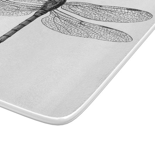 zwarte en witte dragonfly-illustratie snijplank (Hoek)