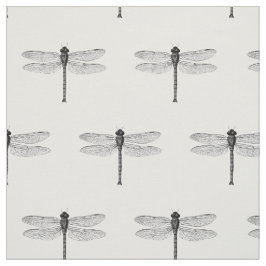  zwarte en witte dragonfly-illustratie stof