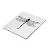  zwarte en witte dragonfly-illustratie tegeltje (Zijkant)